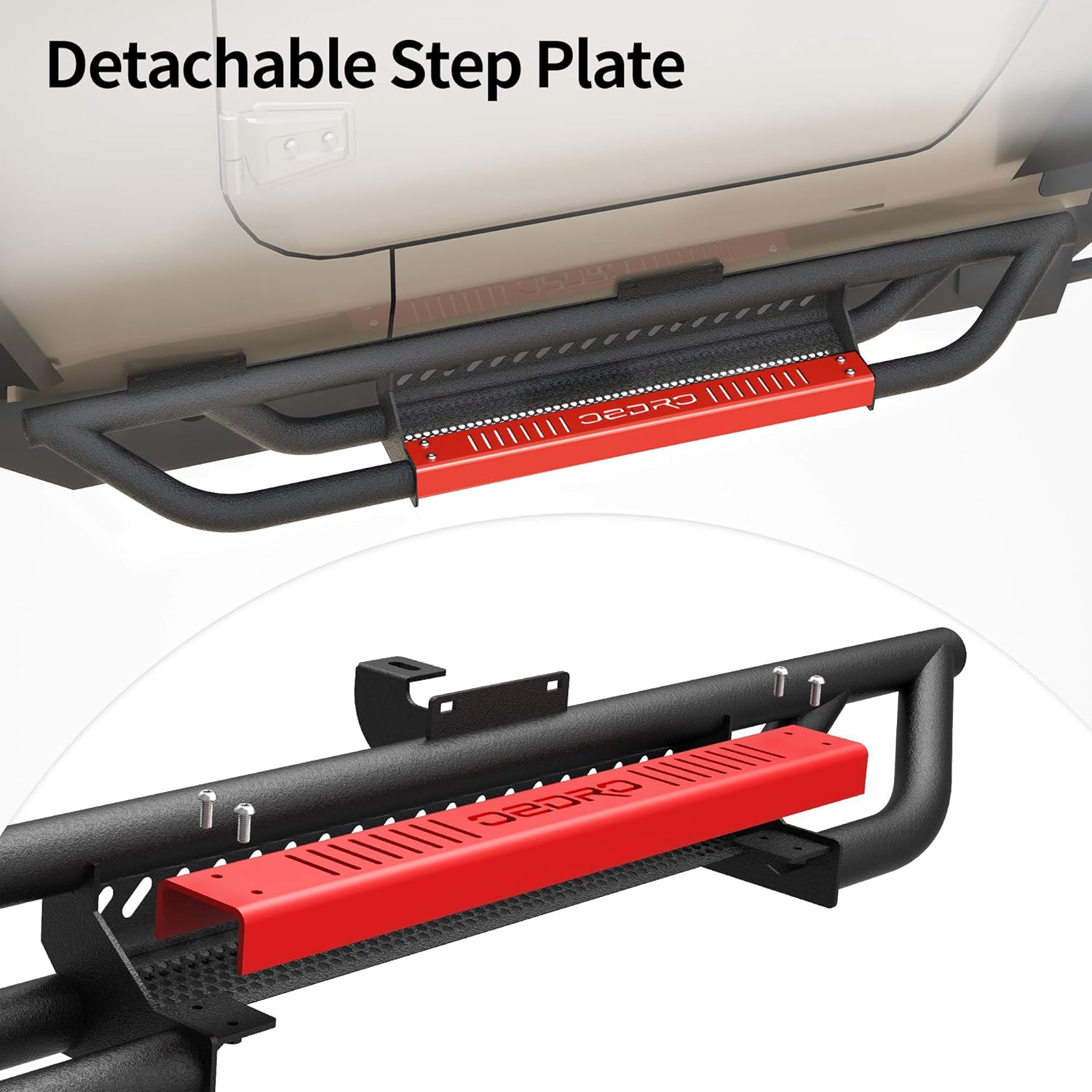 OEDRO 6 inch Running Boards, Drop Side Steps Compatible with 2007-2018 Jeep Wrangler JK 2 Door, Steel Nerf Bars Red Paintable Step Plates