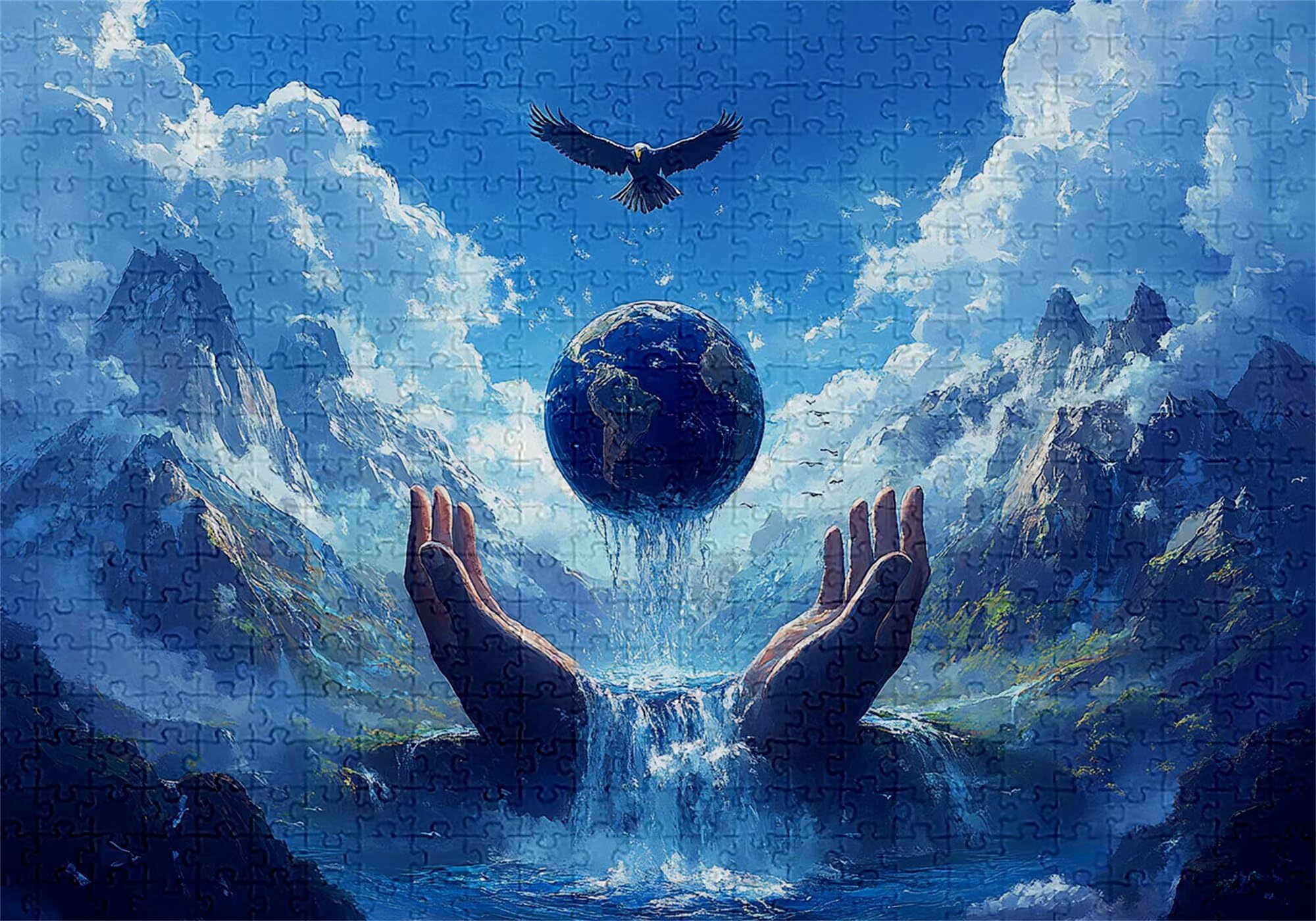 Puzzle 2000 elementów Ziemia Dorosły Góry 100 x 70 cm Rzemiosło Klasyczne 3D Drewniana układanka do rodzinnych gier aktywności, układanka do samodzielnego wykonania nawet do dekoracji ścian domu