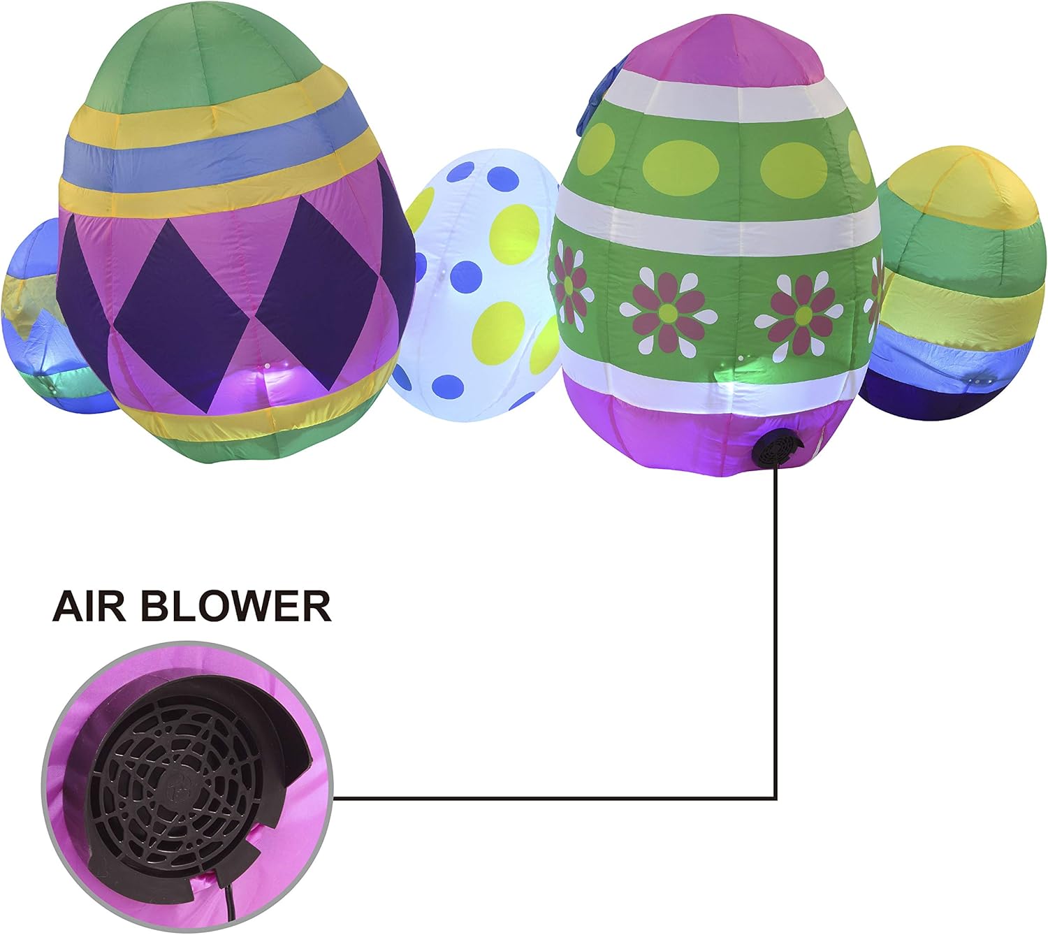 Easter Inflatable Outdoor Decorations 7.5 ft Long Easter Egg Inflatable with Build-in LEDs Blow Up Inflatables for Easter Holiday Party Indoor, Outdoor, Yard, Garden, Lawn Decor : Patio, Lawn & Garden