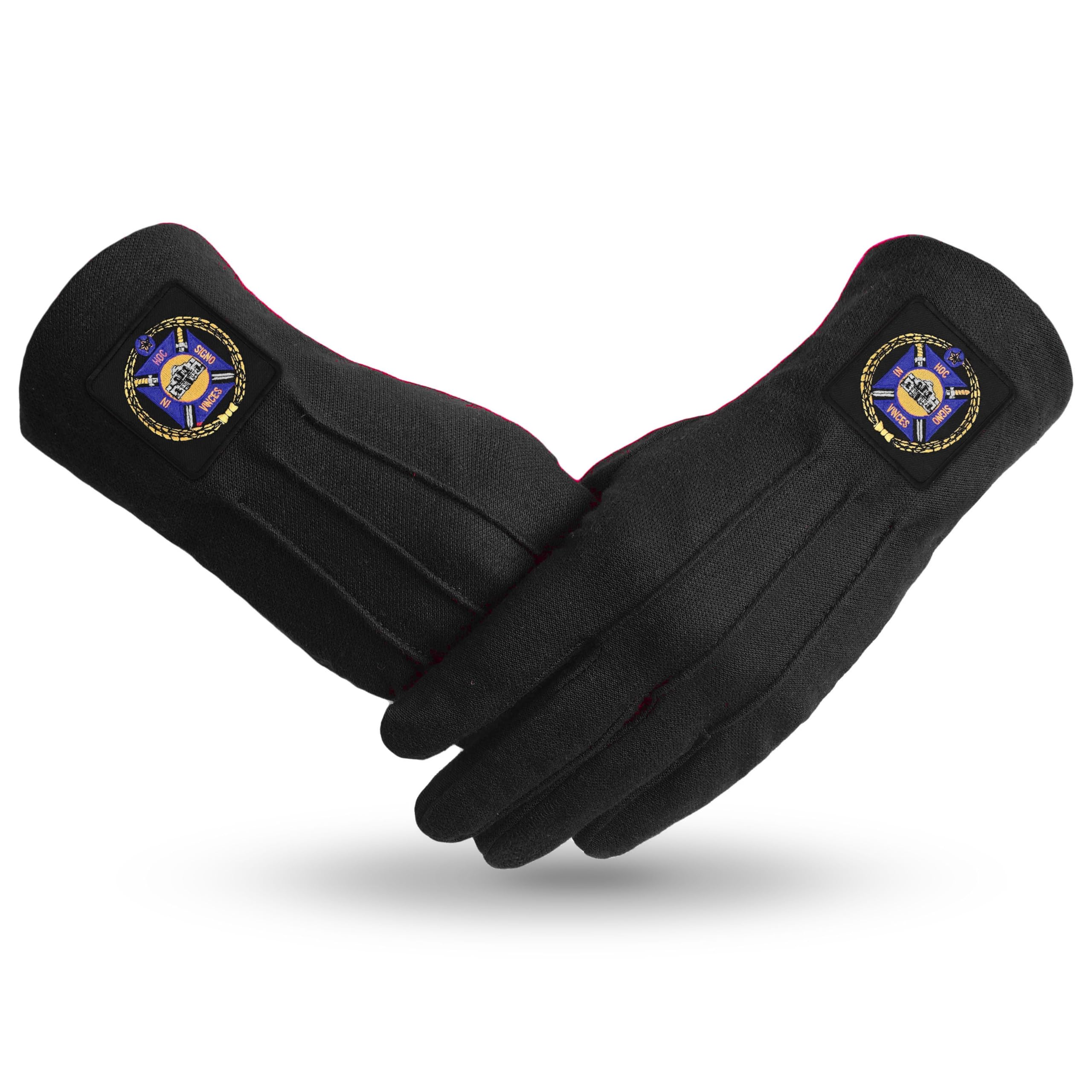 BRICKS MASONS Knights Templar Commandery Glove - Black Patch With Purple Emblem - L