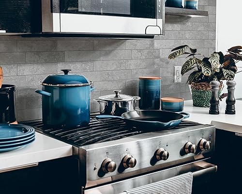 Miniatura 3 de COLAMO 10 piezas de lujo gris claro para cocina, azulejos de metro autoadhesivos más gruesos, azulejos de cerámica mate sintéticos, pegar en la