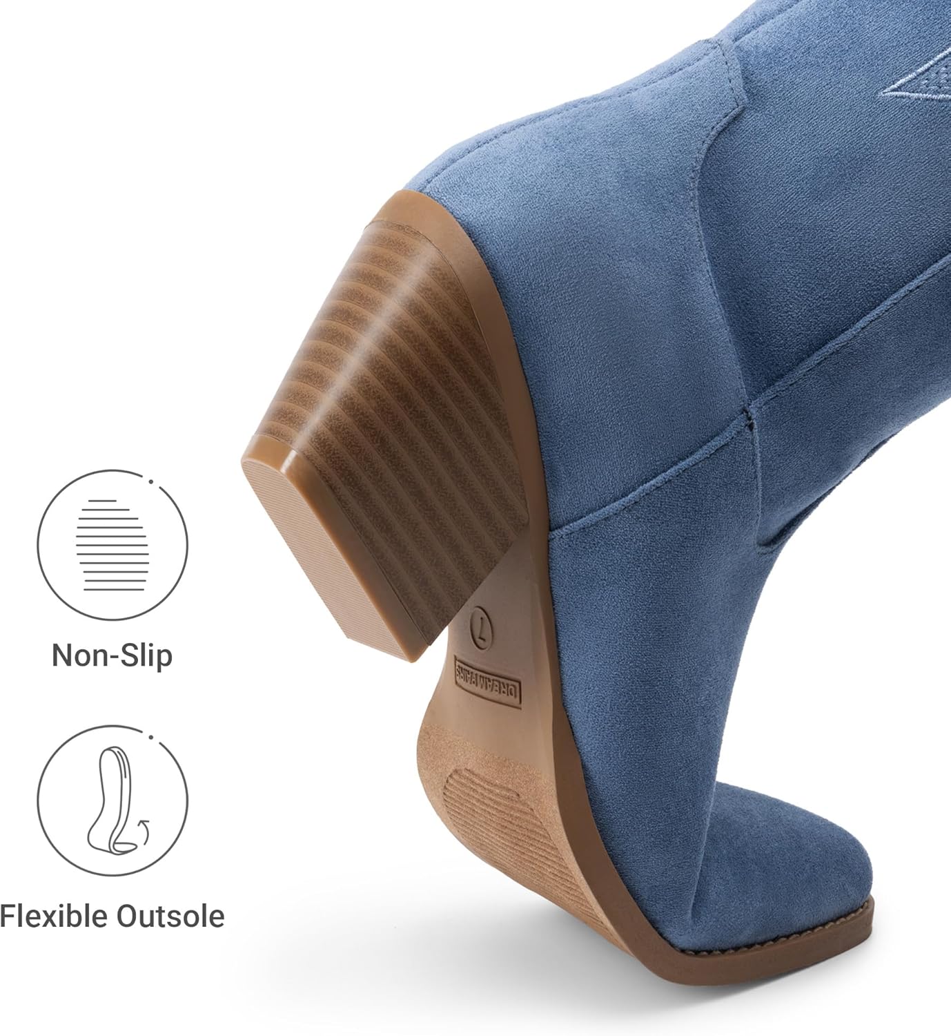 DREAM PAIRS Cowgirl Boots Women Knee High Cowboy Boots Pointed Toe Chunky Block Heel Suede Tall Western Boots with Embroidered