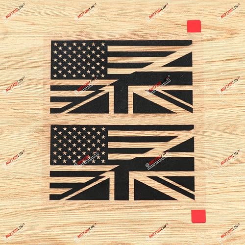 Adhesivos adhesivos de vinilo con la bandera británica estadounidense fusionada con la bandera británica estadounidense Union Jack, paquete de 2