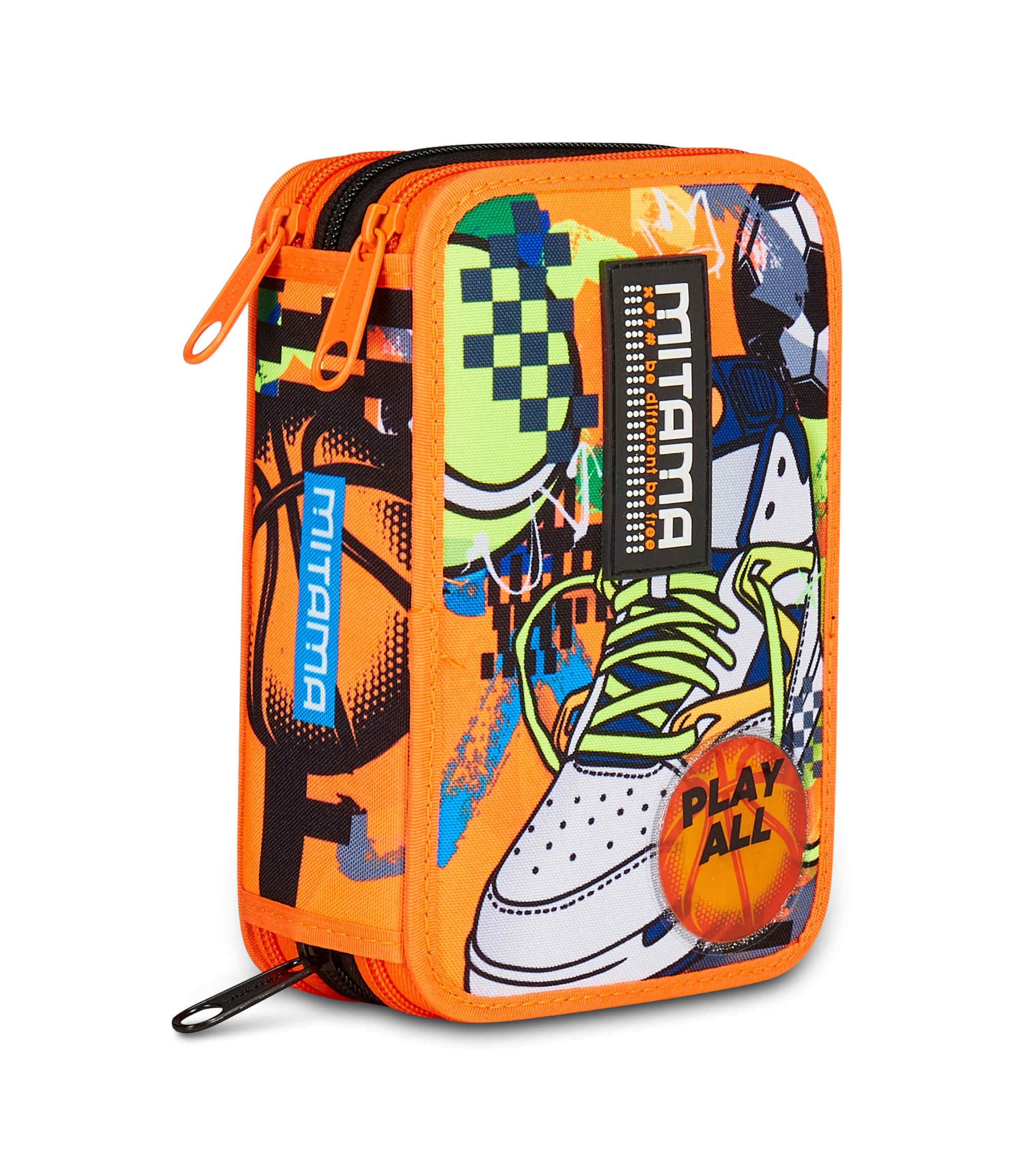 Mitama Astuccio Scuola 3 Scomparti, SUPER TRIPLO MITA PLAY, Contenuto 47 pz, Completo di Matite, Pennarelli, Portapenne Scuola Elementare Bambino