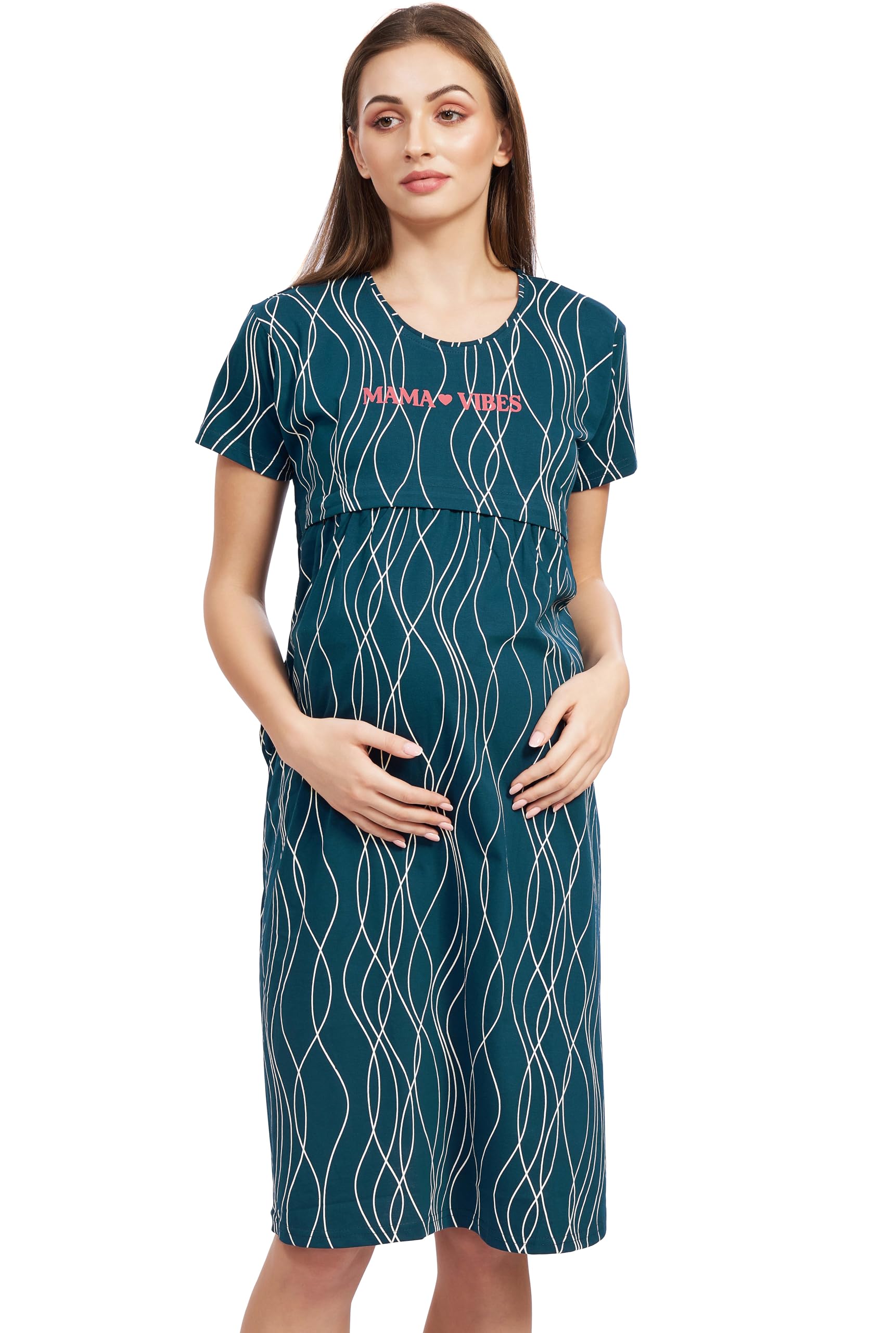 PASTEL CLIP Women Maternity Night Dress