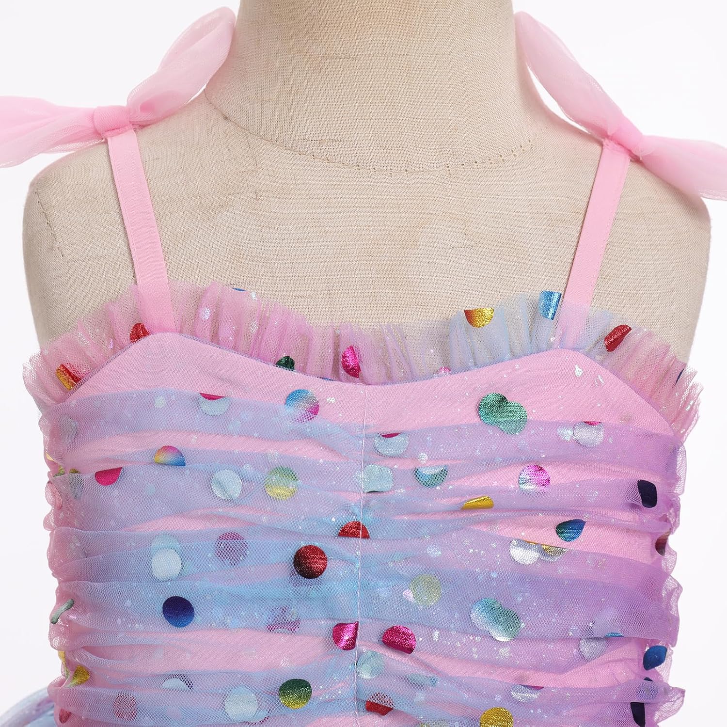 IMEKIS Toddler Baby Girls Birthday Dress Rainbow Confetti Dots Tiered Tulle Dress Cake Smash Photo Shoot Outfit 1-6T