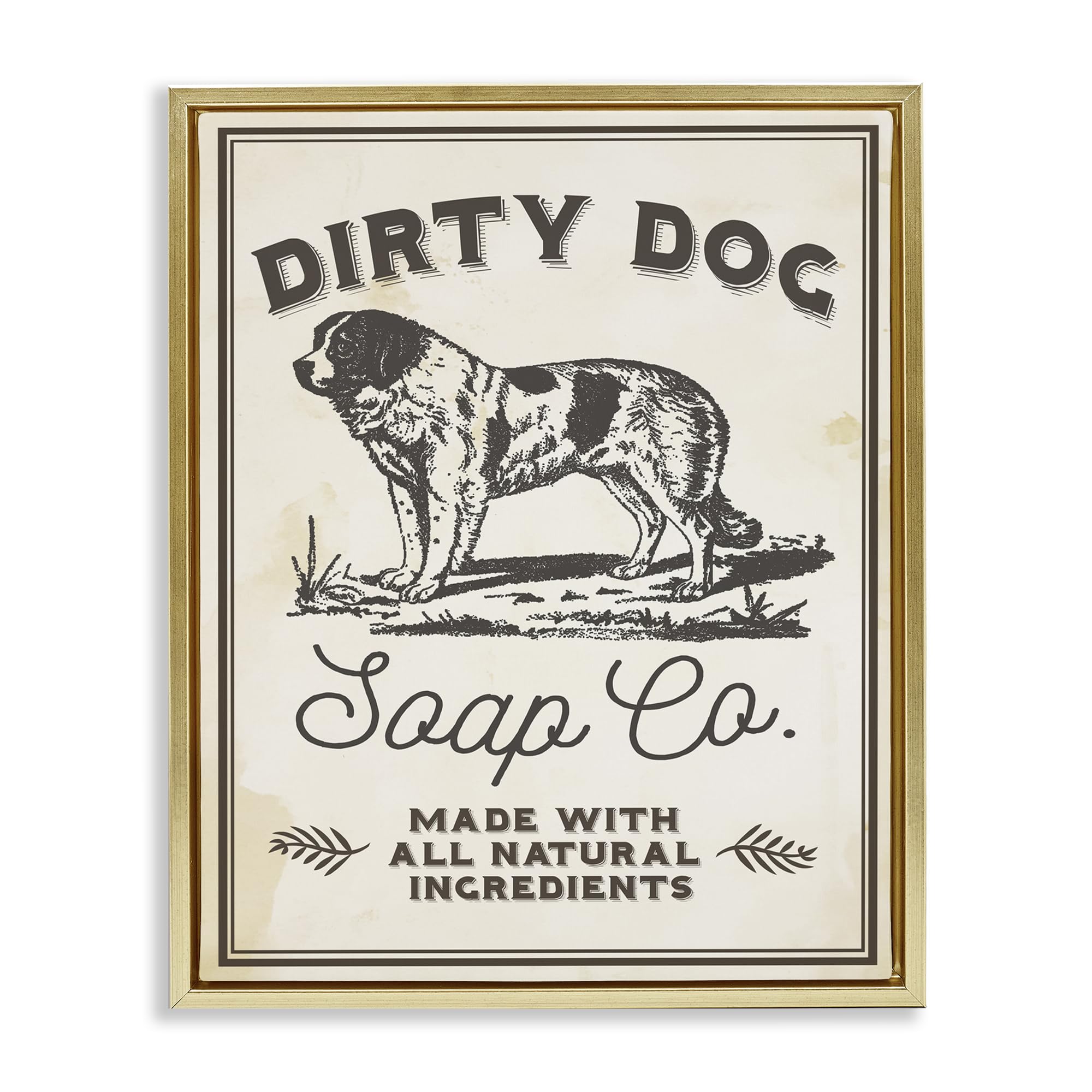Dirty Dog Soap Vintage Sign, 17 x 21 Inch Canvas in Floater Frame