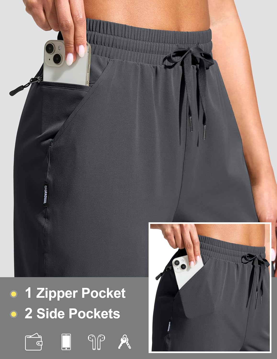 G Gradual Women's 13" Long Hiking Shorts with Zipper Pocket Lightweight Quick Dry Knee Length Bermuda Shorts for Women - Image 4