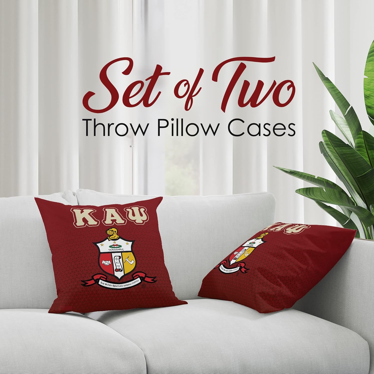 Bad Bananas Kappa Alpha Psi Fraternity Paraphernalia - Official Vendor - Set of Two Throw Pillow Covers - 16 x 16 - Letters and Shield