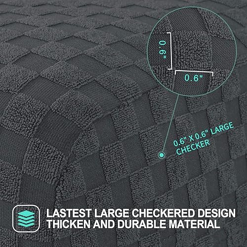 Vista 3 de YEMYHOM Funda elástica de 4 piezas para silla reclinable de jacquard con bolsillo lateral, antideslizante, ajustable, protector de muebles con parte