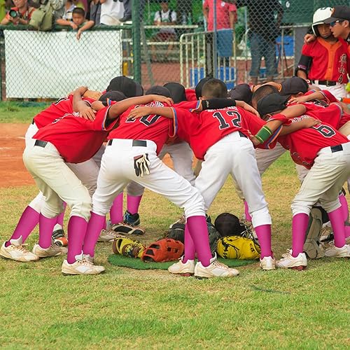Miniatura 5 de Zhanmai Cinturón de béisbol y calcetines combinados, calcetines de sóftbol ajustables y cinturón elástico en la cintura para jóvenes, niños, niñas y