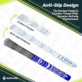 SAPLIZE Cross Cord Golf Grips Set of 13 Grips with Tape or Full Regripping Kit, Std/Mid/Jumbo, Low Taper Design, Multi-compound Hybrid, Anti-Slip Golf Club Grips, CL03 Series, Standard, Blue