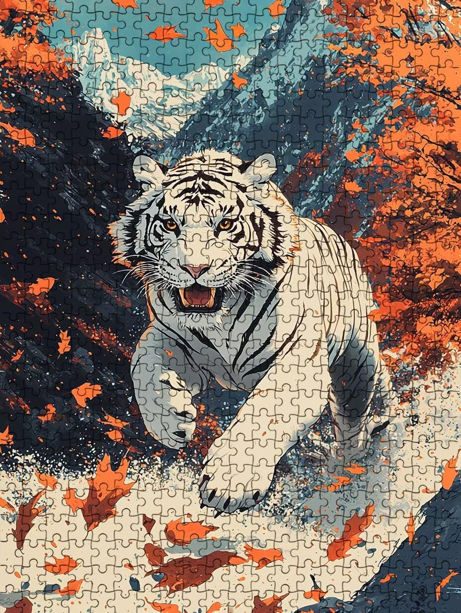Puzzle 4000 Pezzi, Tigre Bianca Feroce 3D Puzzle per Adulti Impegnativo, Educa Puzzles Artistico, Divertente E Stimolante Puzzles Decorativo per La Famiglia, Regalo e Decorazione Pareti DX0YL6-969