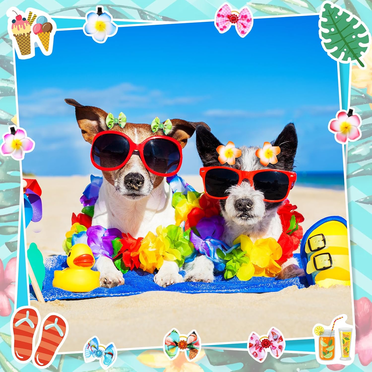 100Pcs Spring Summer Dog Bows with rubber Bands Dog Hair Clips Dog Hair Bows Flower Puppy Bow Floral Hair Clips Dog Grooming Bows for Small Medium Large Dog Puppy Hair Accessories Pet Grooming
