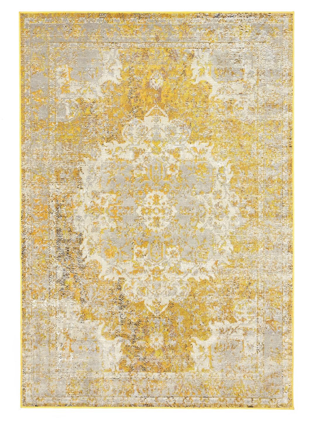 RugVista Nadia Teppich, 200 x 300 cm, Gelb | Vintage, Rechteckig, Niedriger Stapel, Nur chemische Reinigung, Oeko-Tex 100, Wohnzimmer, Esszimmer, Schlafzimmer, Küche