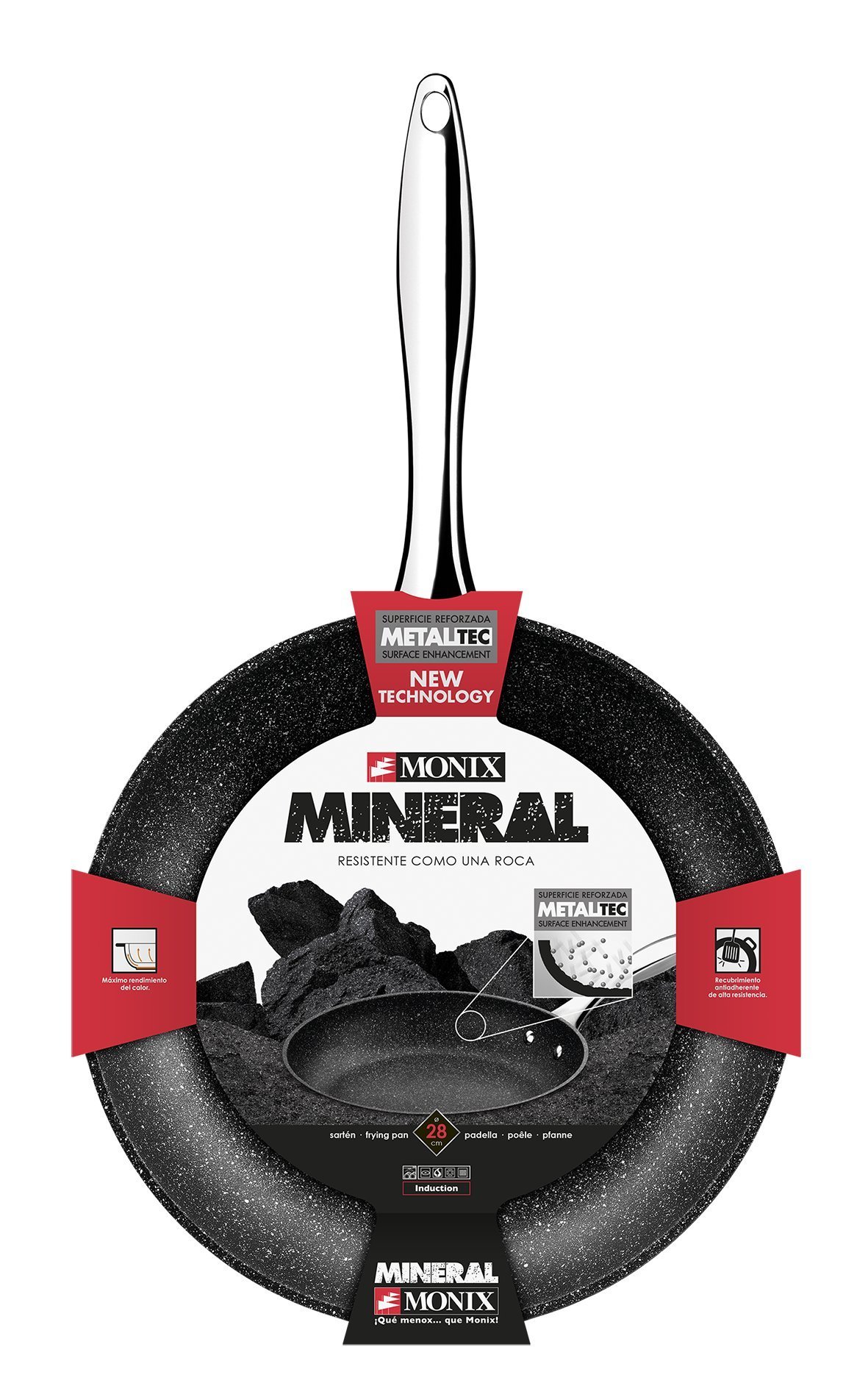 MONIX Mineral | Padella 24 cm alluminio forgiato con antiaderente, tipo pietra, senza PFOA, adatte induzione