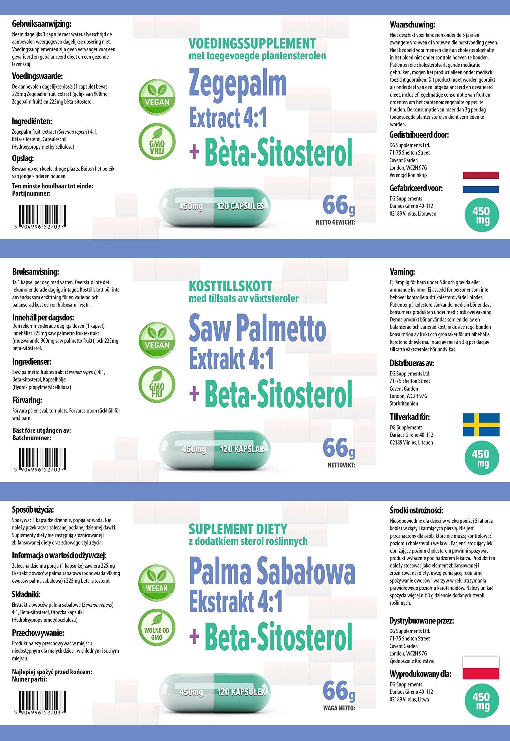 Hepatica Saw Palmetto | 4:1 e Complesso Beta-Sitosterolo 450 mg | 120 capsule vegane | Serenoa – Serenoa repens | GMP & Testato da Laboratorio Indipendente