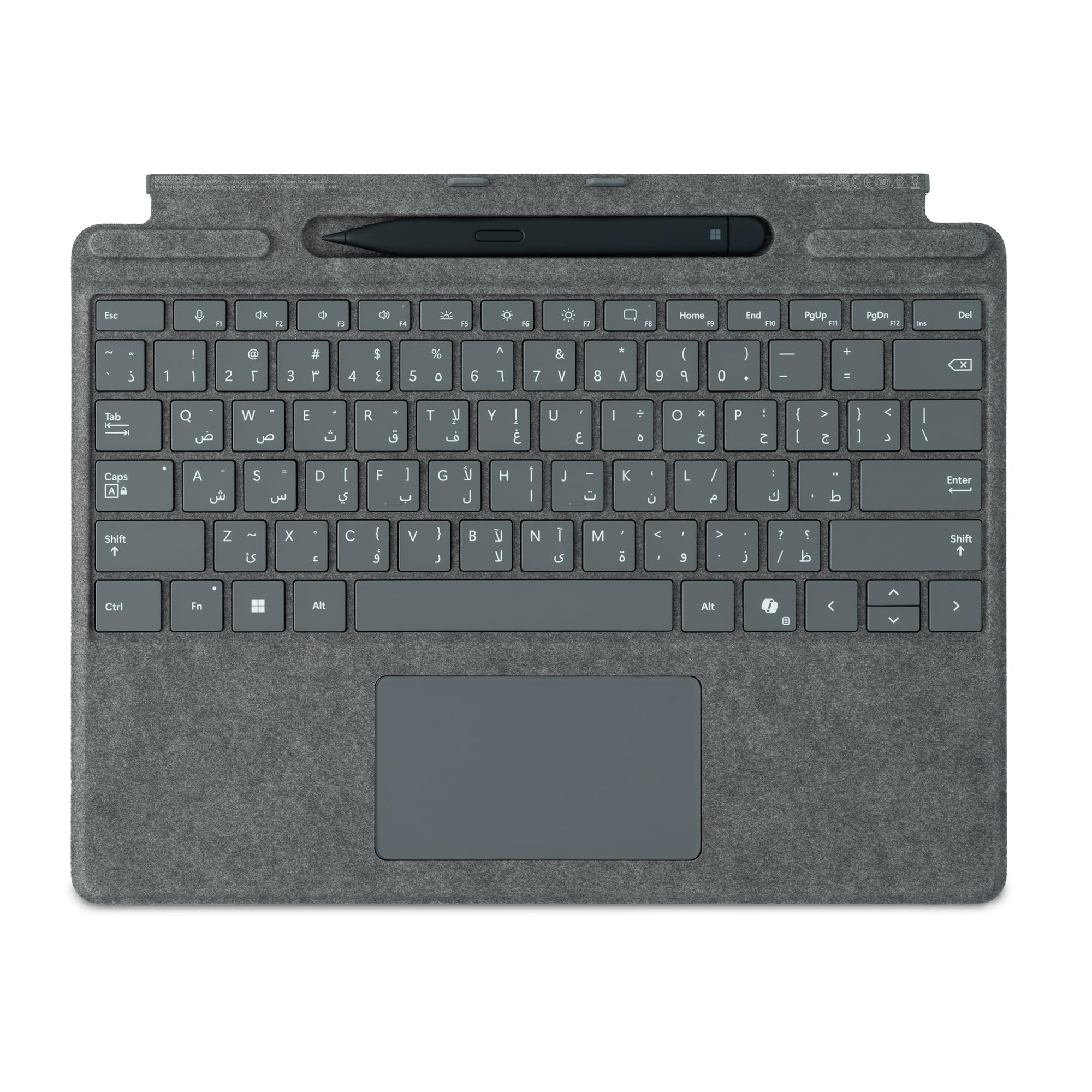 Surface Pro 13" Keyboard with Pen Storage | Platinum | Compatible with Surface Pro (11th Edition), Surface Pro9, or Surface Pro8- English/Arabic