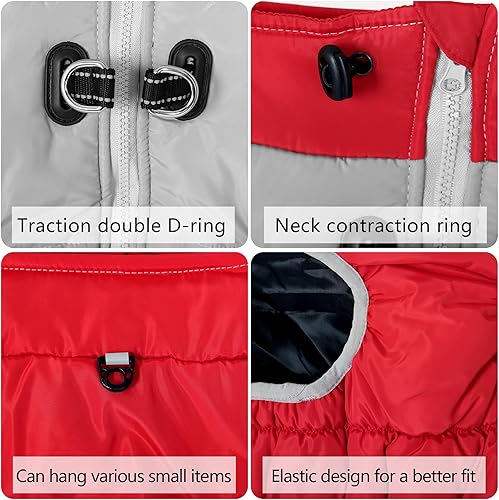 Miniatura 6 de Chaqueta para perro, abrigo de invierno con cuerda, juego de correa para perro, chaleco reflectante para perros, abrigos de nieve para clima frío,