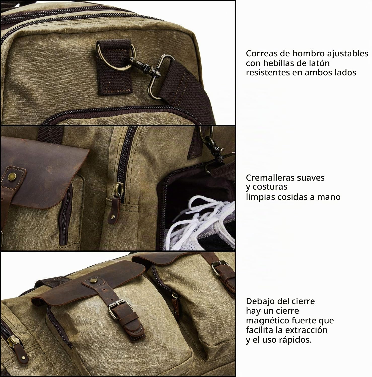 Bolsa de Viaje de Lona Impermeable con Compartimento para Zapatos, Bolso de Fin de Semana Vintage para Hombre y Mujer, Gran Capacidad, Multiusos para Negocios, Gimnasio y Actividades al Aire Libre