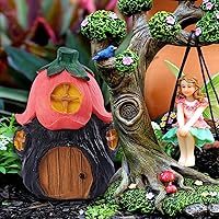 Vista 4 de 4 piezas de casa de jardín de hadas en miniatura, mini casa de cabaña de hongos, accesorios de hadas para micro paisaje, jardín, patio, exteriores