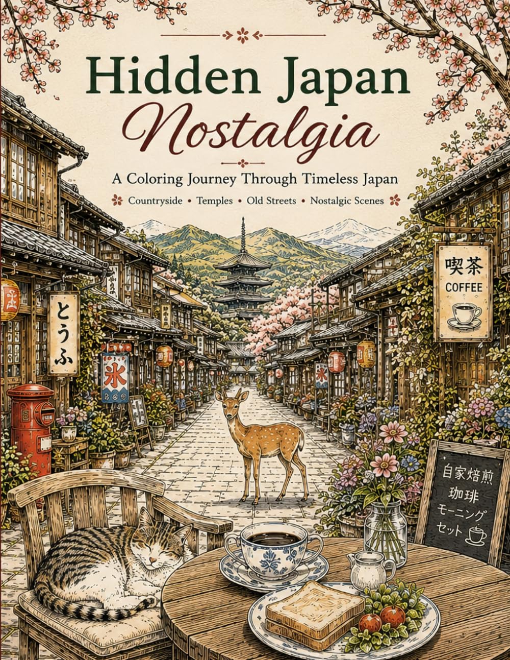 Hidden Japan Nostalgia: A Coloring Journey Through Rural Japan, Historic Streets & Forgotten Places