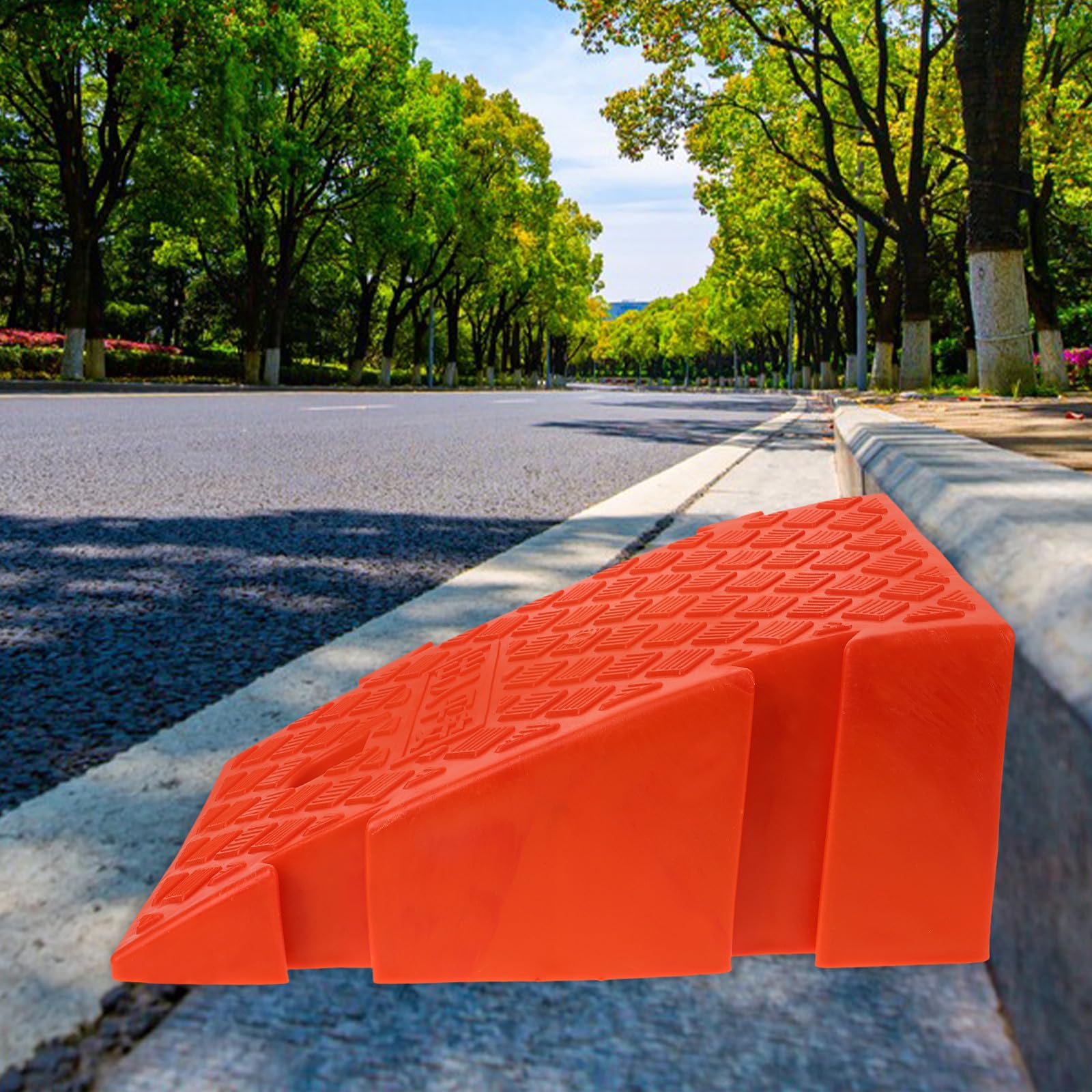 Rampa de Goma Naranja para Silla de Ruedas y Escalones Exteriores