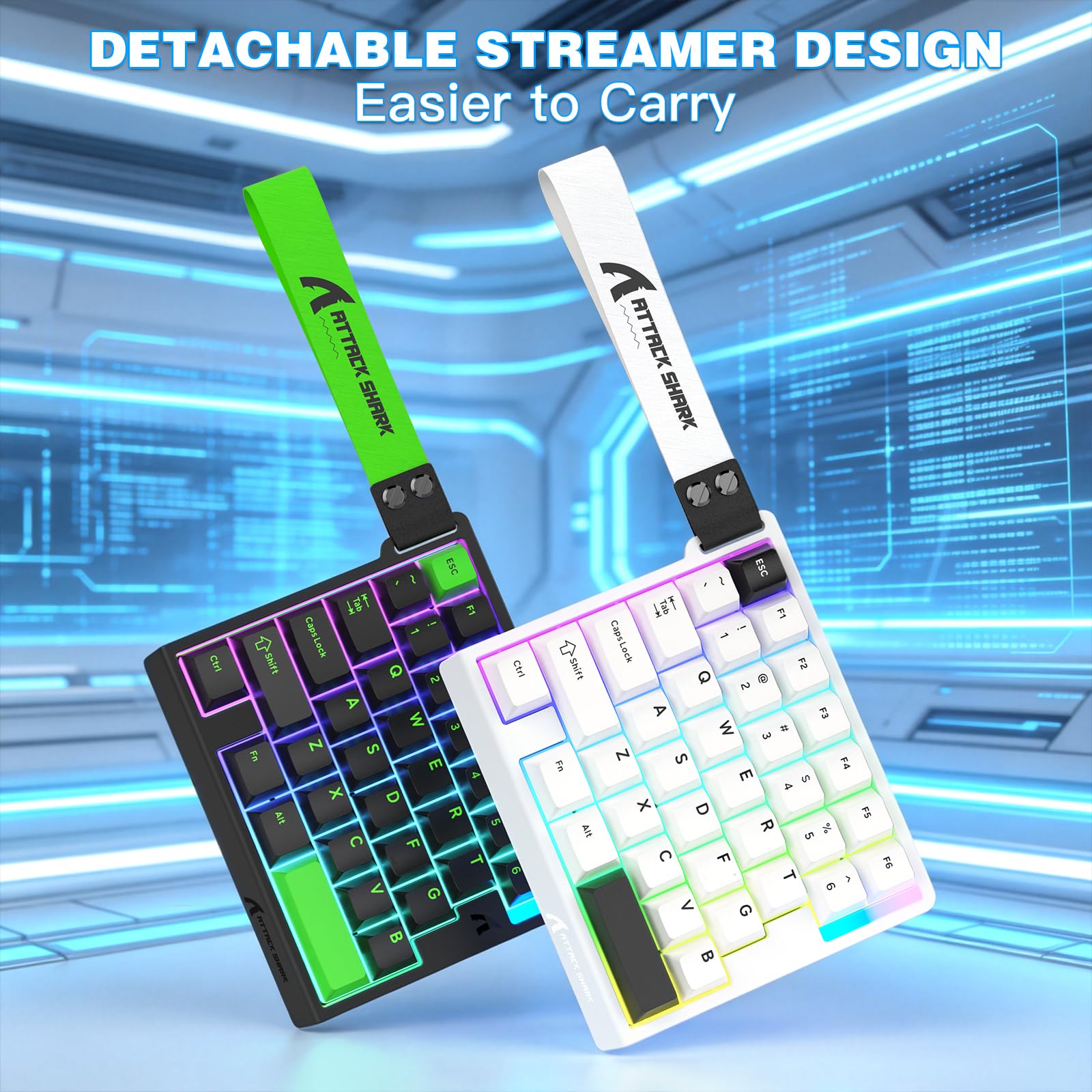 ATTACK SHARK M36HE Tastiera Gaming Monomanuale Interruttori Magnetici, Velocità Polling 8000Hz, RT 0,01mm, Suono HiFi, Frequenza Scansione 128K, Latenza 0,125ms (B-Bianco)
