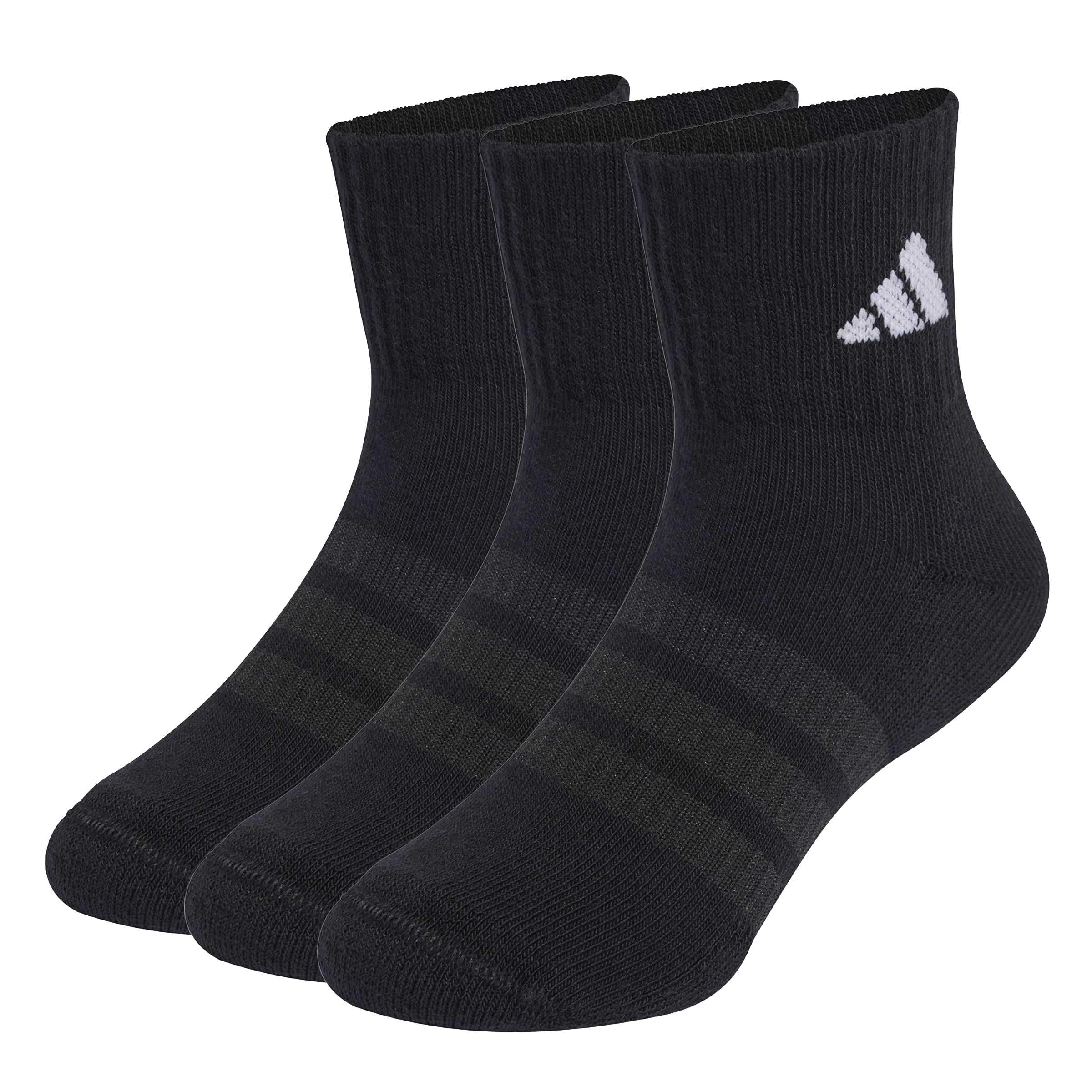 adidas Unisex Kids CUSHIONED SPORTSWEAR ANKLE SOCKS 3 PAIR PACK, black/black/white, 6-7 Years