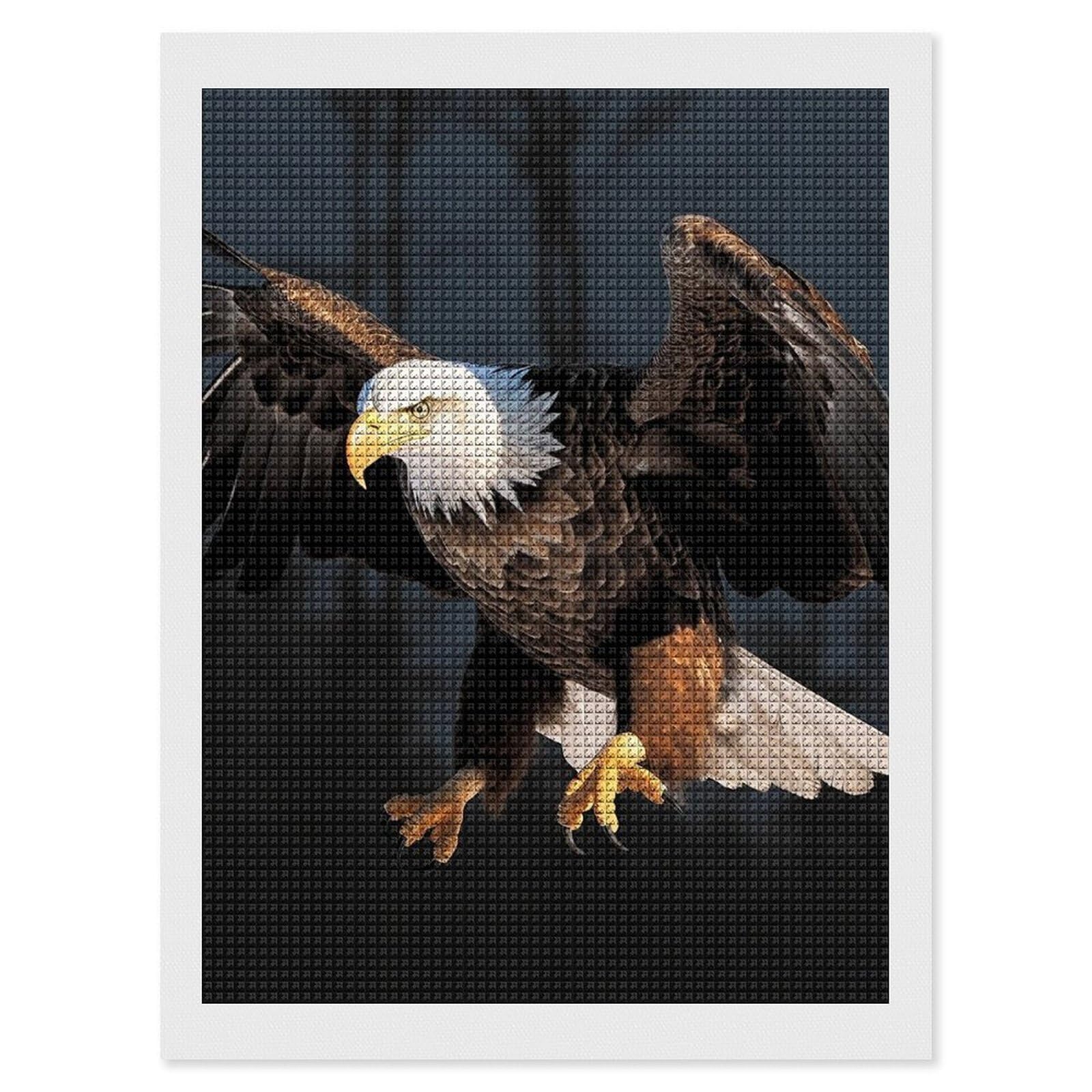 FodPand Bald Eagle 5D Diamond Painting Kits for Adults Beginners Full Drill Square Diamond Dots Pictures Gem Art Supplies for Home Wall Room Decoration DIY Craft Set Gift 12x16