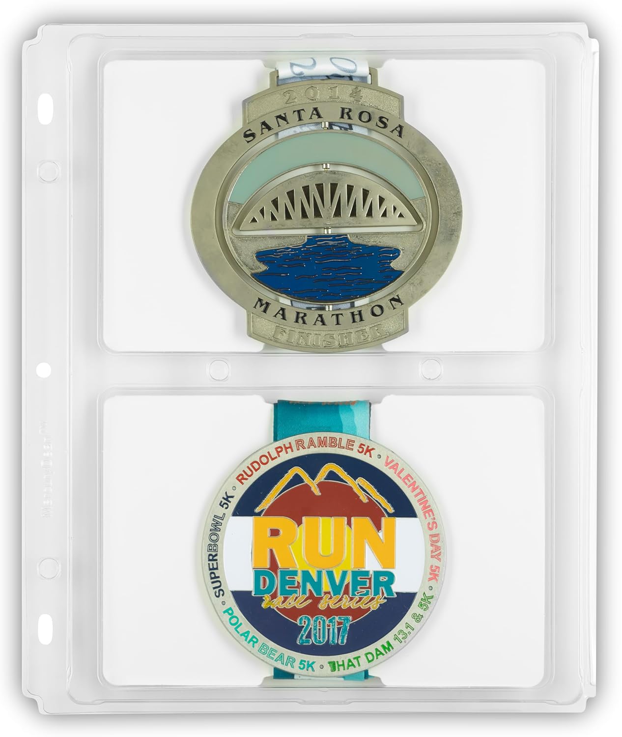 Medal Display Organizer Storage Binder Pages Large Size Award Medals up to 7.25”x 4.75”x 0.6” - 2 Pack for 4 Medals