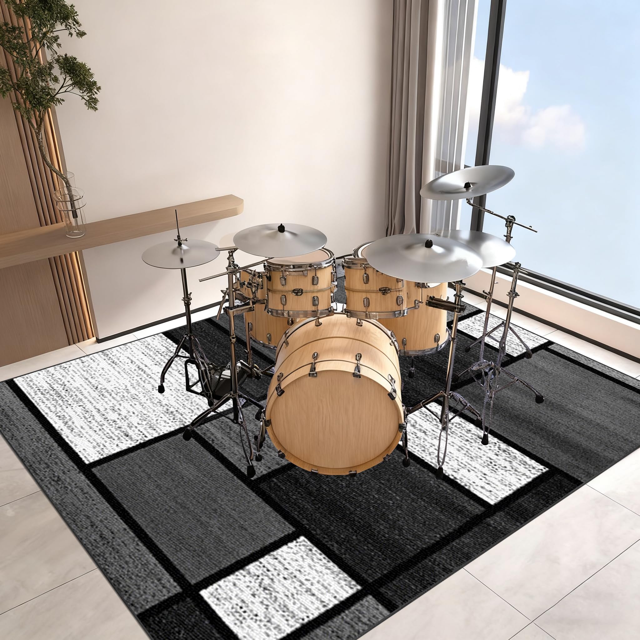 Tappetino per Batteria Elettronica, Tappeto per Batteria e Strumenti a Percussione Elettronici, Professionale Tamburo Rullante, Tappeto Drum Carpet Tappeto a Tamburo per Grancassa 230 x 180 cm