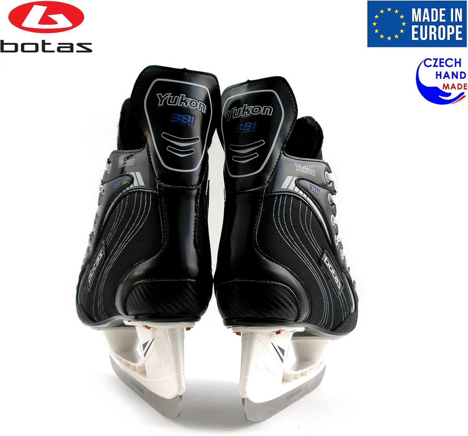 Botas - Yukon 381 - Men's Ice Hockey Skates | Made in Europe (Czech Republic) | Color: Black with Silver : Sports & Outdoors