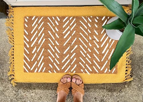 Felpudo bohemio a rayas, moderno felpudo a rayas, tapete bohemio, tapete de bienvenida, regalo de inauguración de la casa, decoración bohemia,