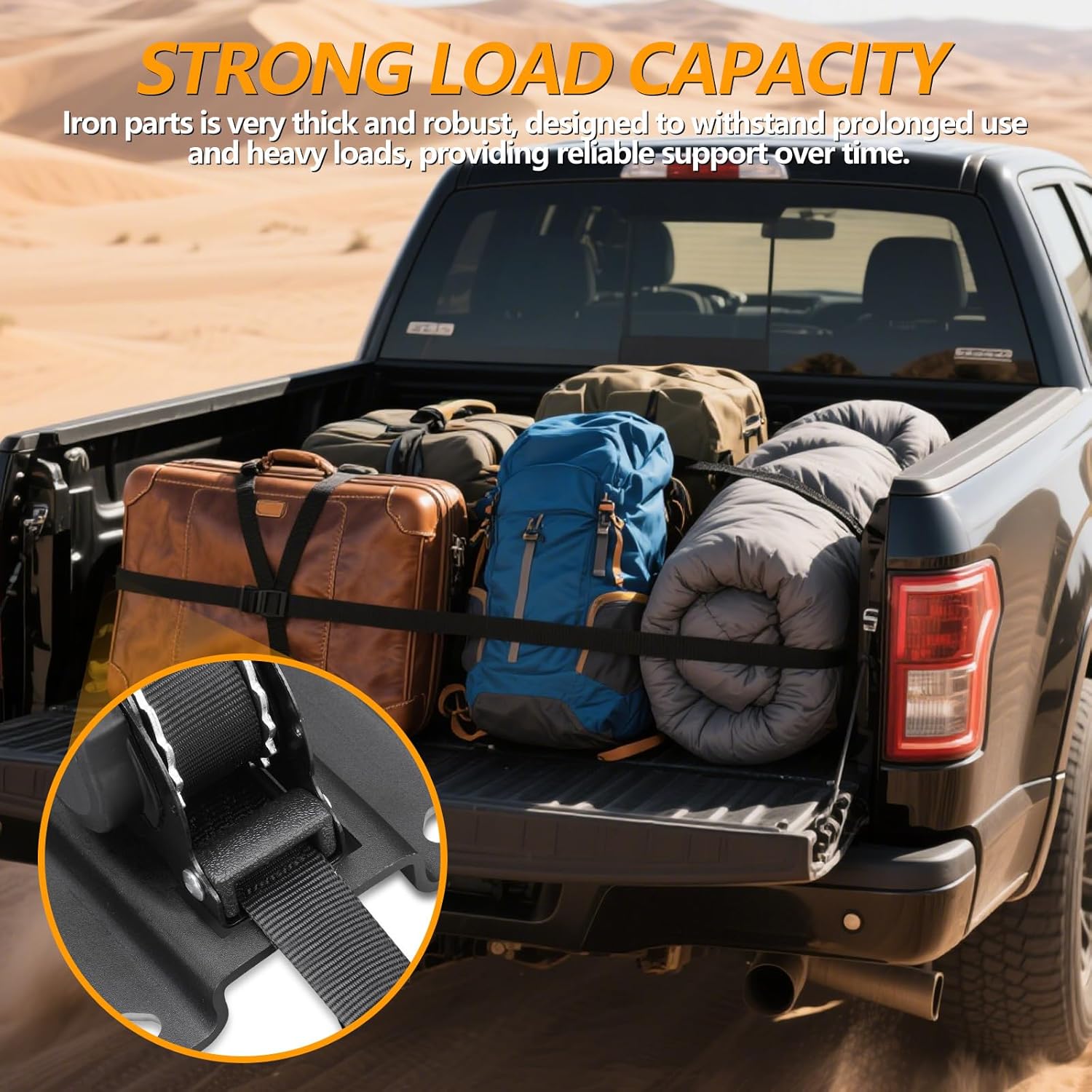 2PCS Retractable Tie Down Straps for 2015-2025 Ford F150, Retractable Ratchet Straps 10 Ft Self Retracting Tie Down with Boxlink Plates Mounted Brackets Bed Mount Heavy Duty Bolt on - Image 7