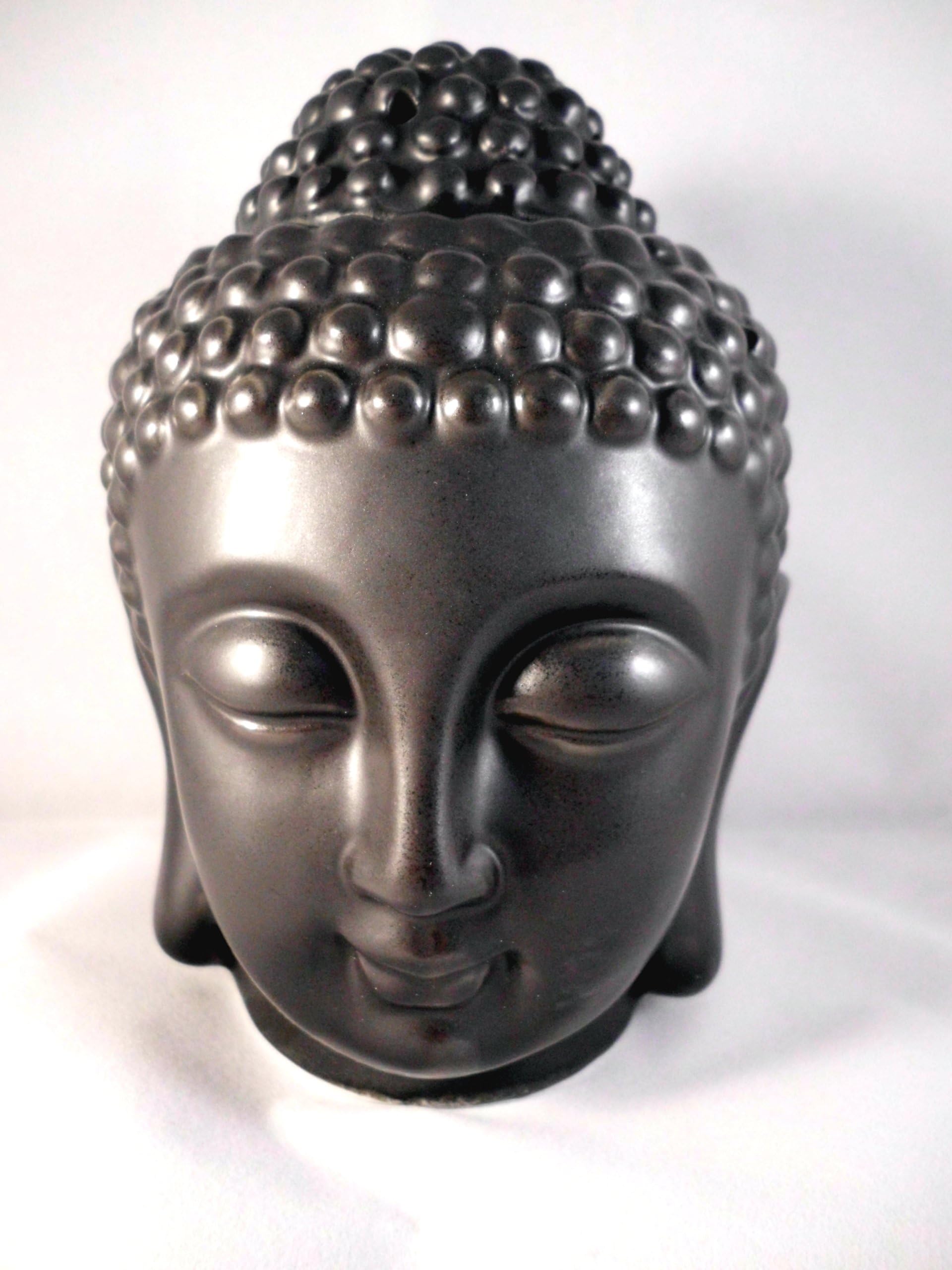 Black Thai Head Buddha Oil Burner Ornament Figure Statue