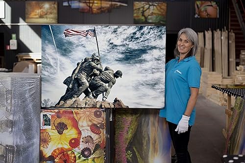 Miniatura 6 de Startonight Lienzo decorativo para pared, Iwo Jima Memorial USA Nation, obra de arte estadounidense enmarcada de 32 x 48 pulgadas