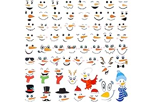 60 Pieces Snowman Crafts Decals Cute Snowman Face Labels