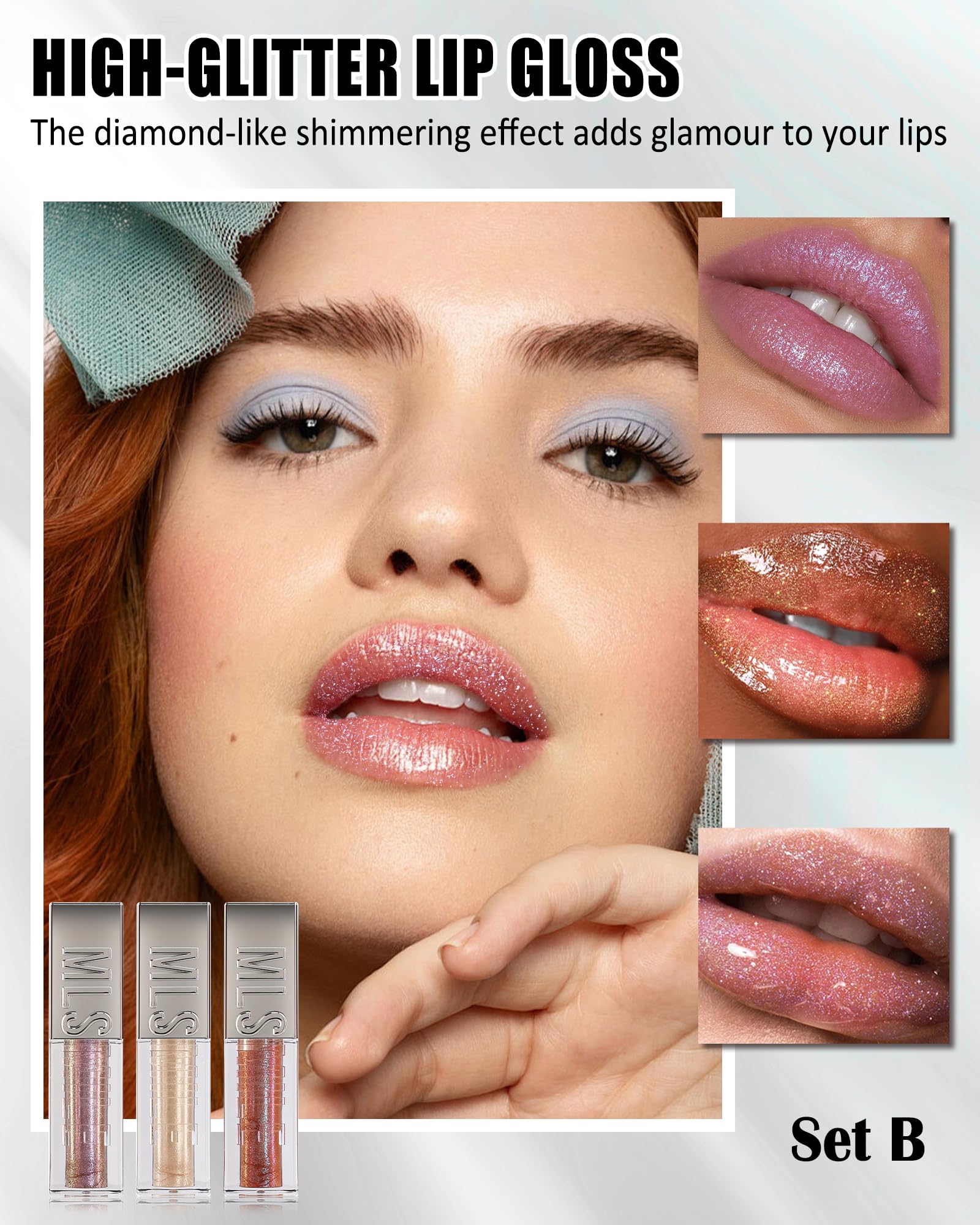 Amazon.com : Glitter Lip Gloss Lip Glaze-3Pcs Moisturizing Shimmer