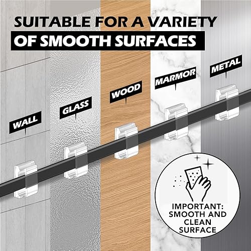 Miniatura 4 de AGPTEK Clips de cable Ethernet, 100 clips adhesivos para cables, clips de cable plano, gestión de soportes pequeños para pared del hogar,