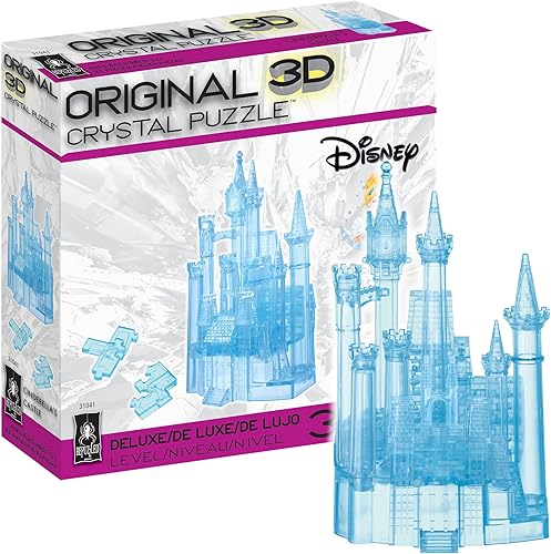 BePuzzled, Disney Cinderella's Castle Deluxe - Rompecabezas de cristal 3D original, perfecto para rompecabezas de 12 años en adelante, desafiante de
