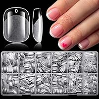 Vista 8 de LoveOurHome 750 puntas de uñas cortas de almendra, uñas postizas transparentes, uñas cortas de gel de almendra, uñas acrílicas de cobertura