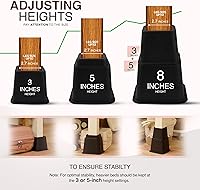 Vista 8 de Utopia Bedding - Elevadores de cama ajustables de 3, 5, 8 pulgadas - Juego de 4 elevadores de muebles resistentes para camas, sofá y escritorio