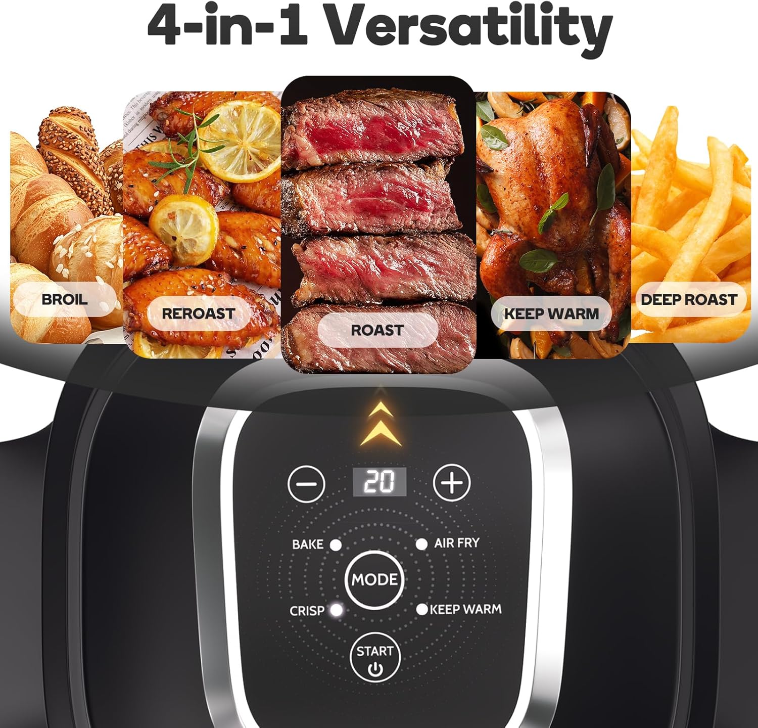4.4QT Glass Air Fryer Non-Toxic, 4 Presets & Manual Control, 180-400℉ Precise Heat Smart Air Fryer Oven, Auto-Pause & Resume, Microwave & Dishwasher Safe Dual Glass Container