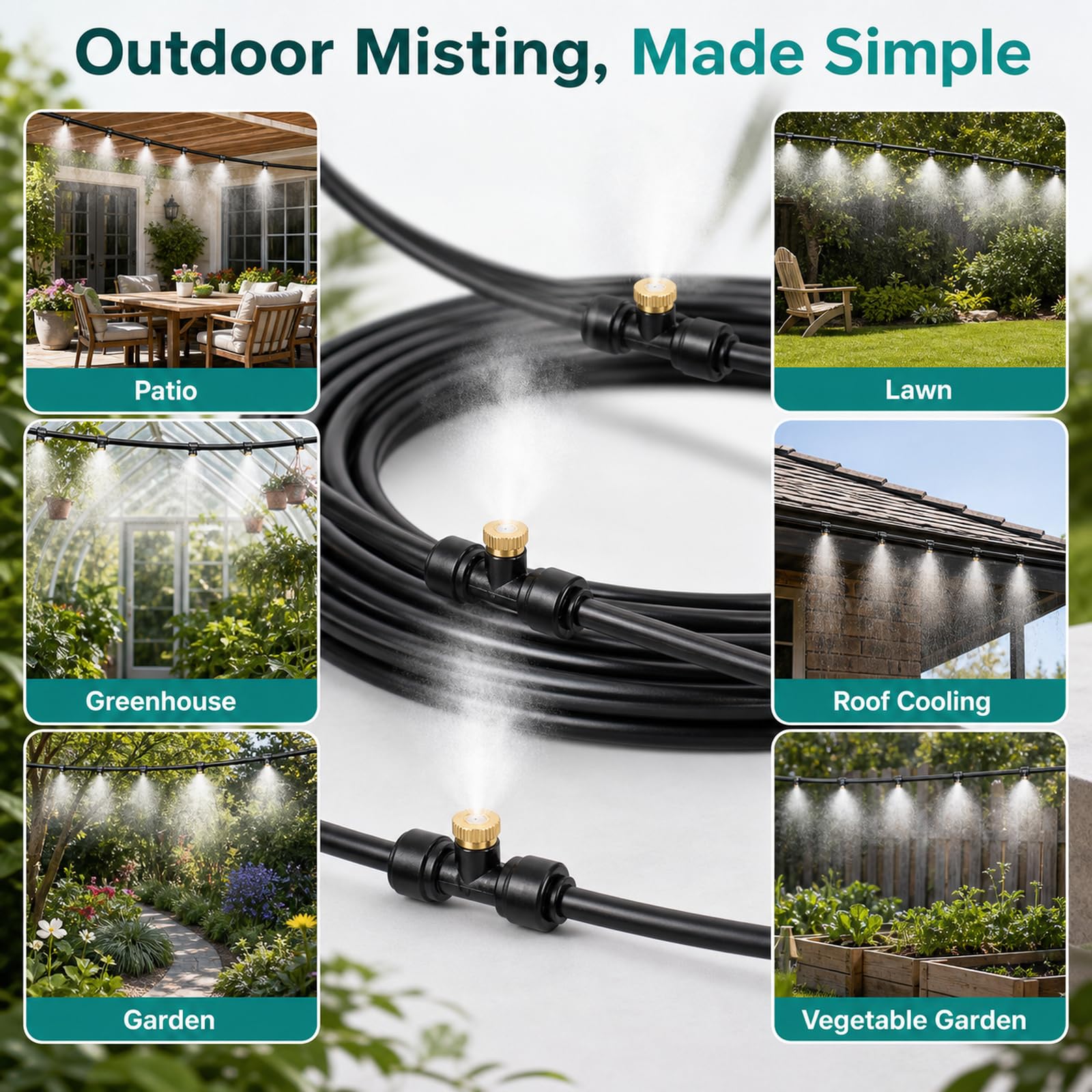 Impianto Irrigazione Giardino,Giardino Irrigazione Serras System,Kit Irrigazione Goccia Giardino,Leak-Proof And Rust-Proof,Wear-Resistant,Suitable for Patios And Potted Plants