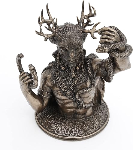 Miniatura 7 de Veronese Design Cernunnos - Estatua de resina con cuernos de 8 5/8 pulgadas, acabado en bronce