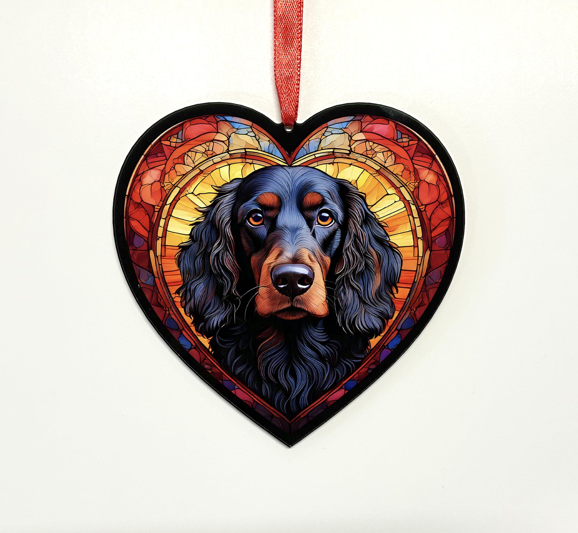 Working Cocker Spaniel Black Heart Suncatcher - Memorial or Gift for Dog Lovers - 13cm