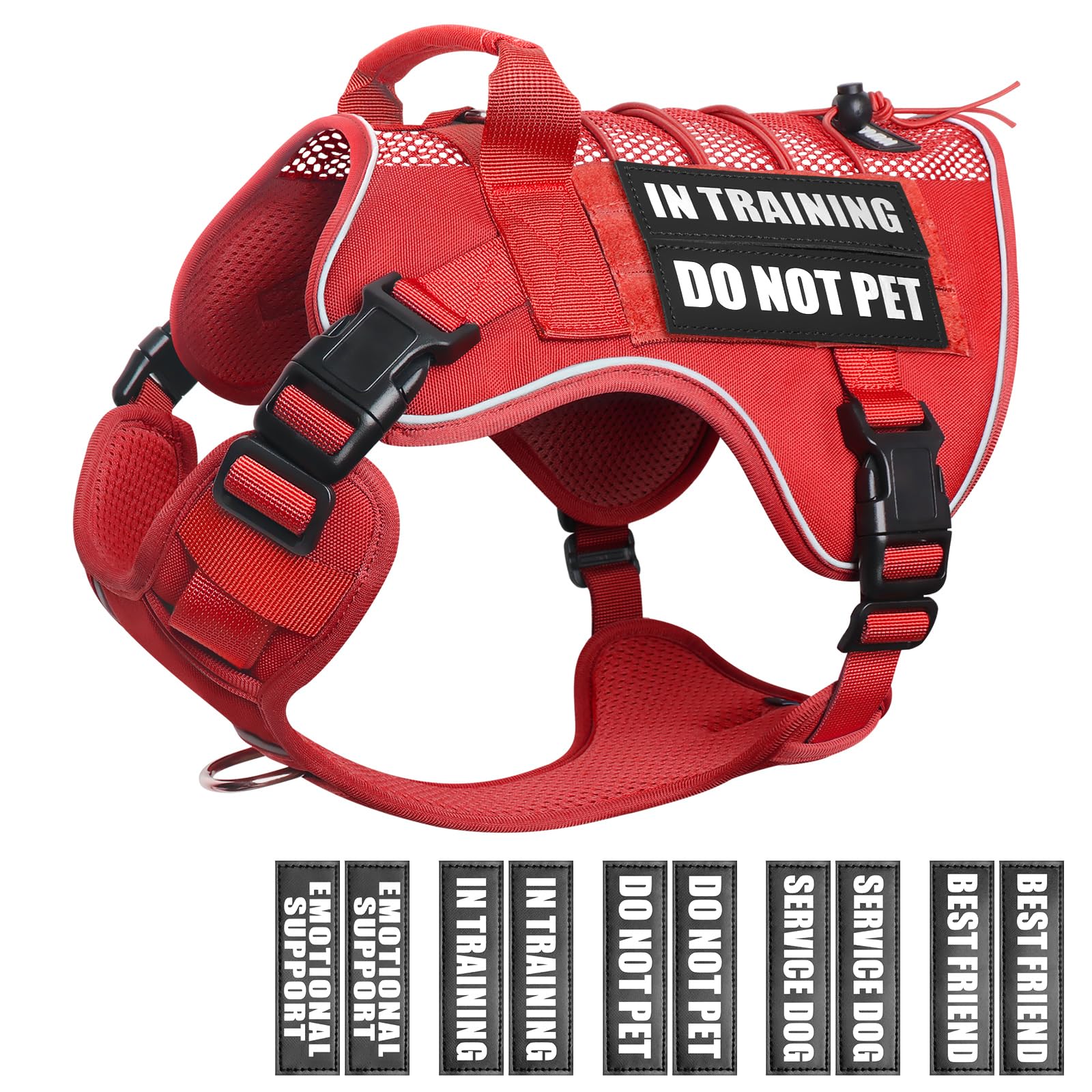 Coleira Tática WINSEE Para Cães - Peitoral MOLLE, Anti-puxão, Com Bolsas - Treino, Caça, Passeio