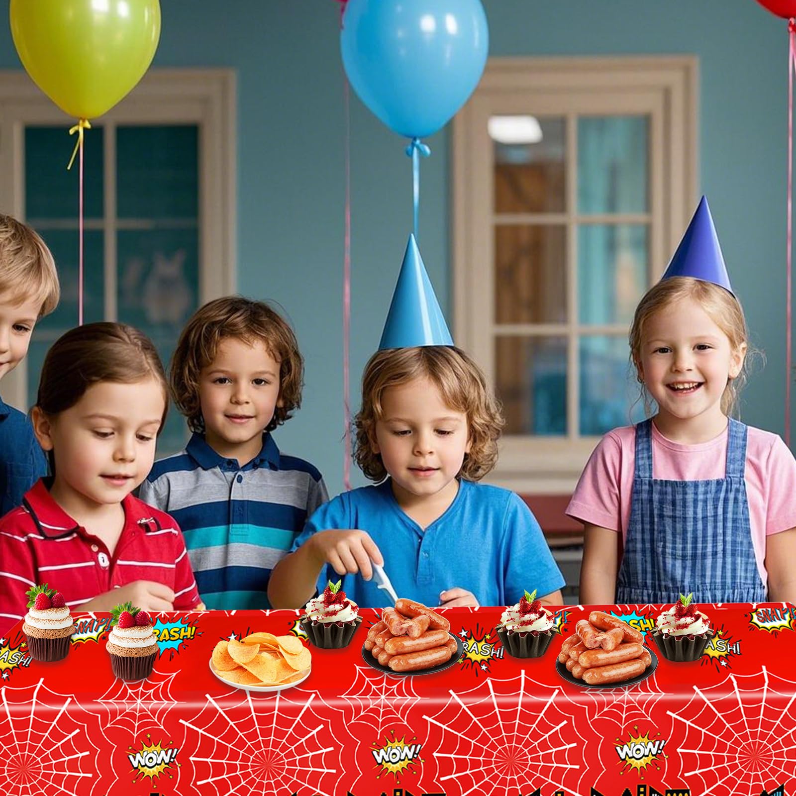 BOXOB 2pz Tovaglia Spider, 108x180cm Tovaglia a Forma di Ragno Impermeabile Decorazioni per Feste di Compleanno a Tema per Bambini e Bambine