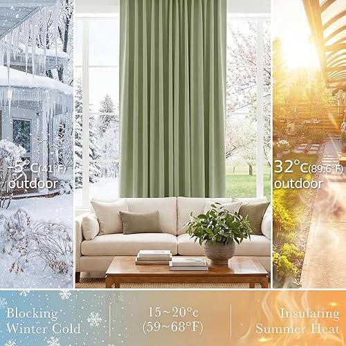 Miniatura 320 de PONY DANCE - Cortinas opacas aisladas térmicamente, set de 2 cortinas opacas con bolsillo para barra / pestaña trasera, paneles de cortinas opacas,